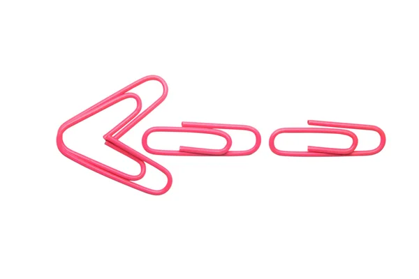 Isolated pink paperclip arrow — Stock Photo, Image