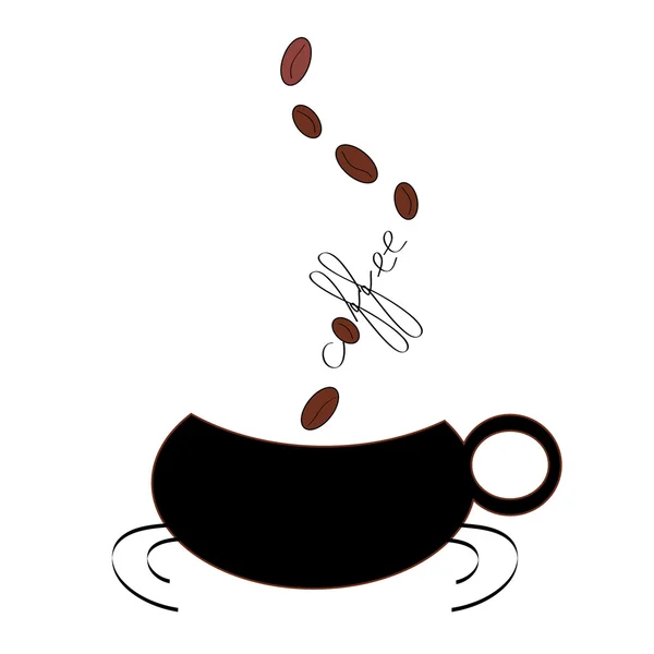 Απλό μαύρο καφέ κούπα με φασόλια — Διανυσματικό Αρχείο