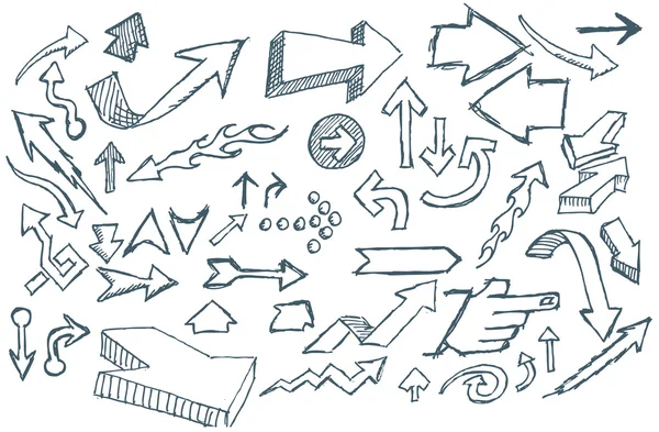 Flechas dibujadas a mano del Doodle del vector — Vector de stock