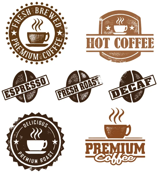 Vintage Style Coffee Stamps — Stock Vector