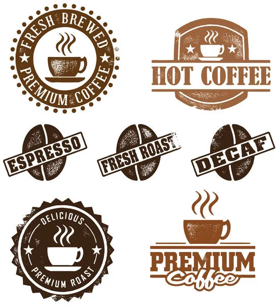 Selos de café estilo vintage Ilustrações De Stock Royalty-Free