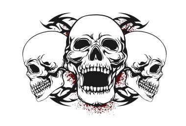 Skull with tribal elements clipart