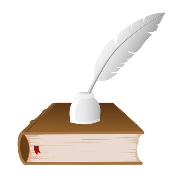 Βιβλίο, μελάνι, και φτερό — Διανυσματικό Αρχείο