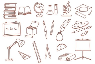 Education related doodle icons clipart