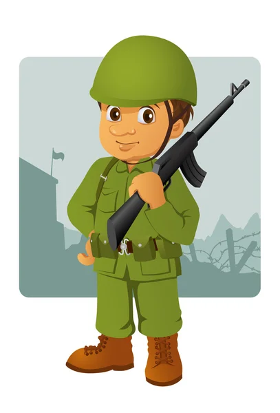stock vector Military man with his rifle