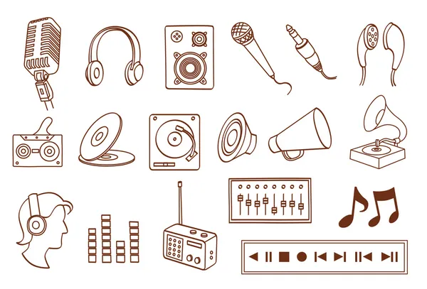 Audio związane z zestaw ikon — Wektor stockowy