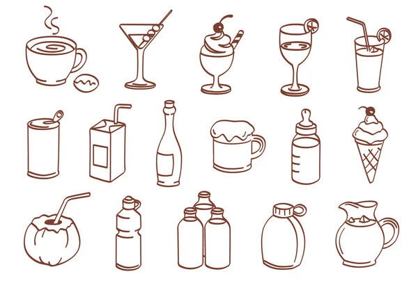 Ensemble d'icônes liées aux boissons — Image vectorielle