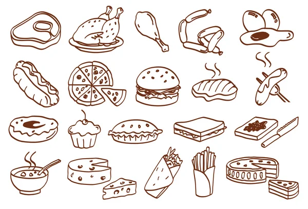 Conjunto de ícones relacionados com alimentos — Vetor de Stock