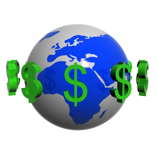 Dollars near the earth — Stock Photo, Image