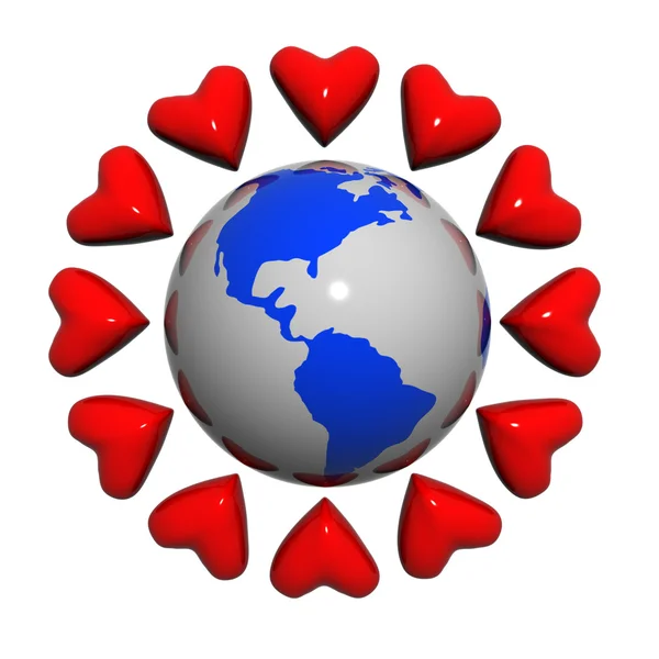 Hearts near the earth — Stock Photo, Image