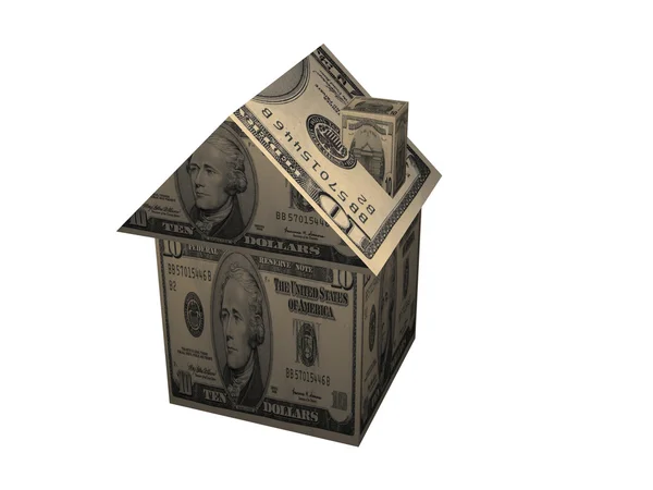 3D papír dolar domů — Stock fotografie