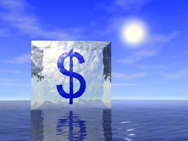 Dollar in ice — Stock Photo, Image