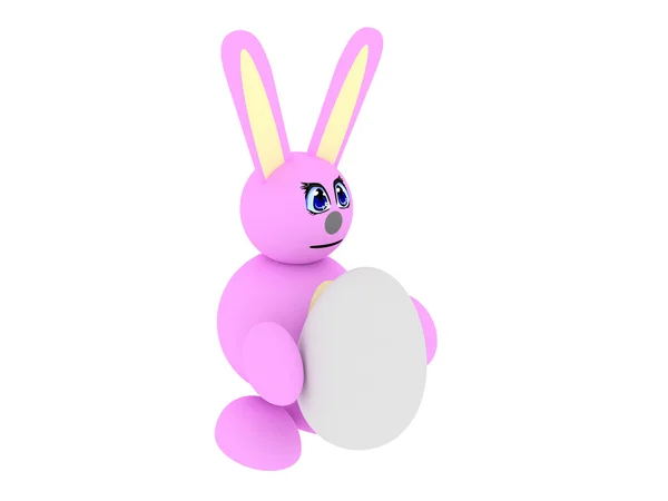 Розовый кролик с яйцом — стоковое фото