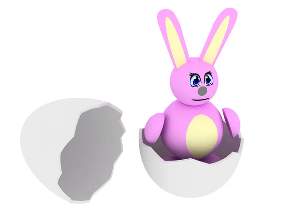 鸡蛋中的粉色小兔子 — 图库照片