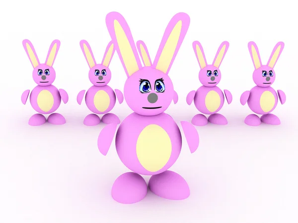 Líder de coelhos rosa — Fotografia de Stock
