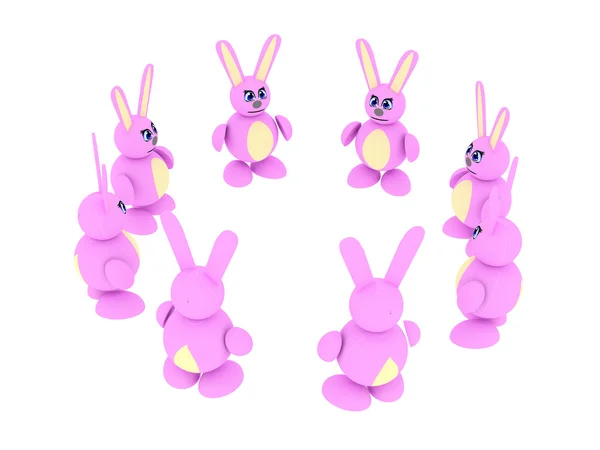 Группа розовых кроликов — стоковое фото