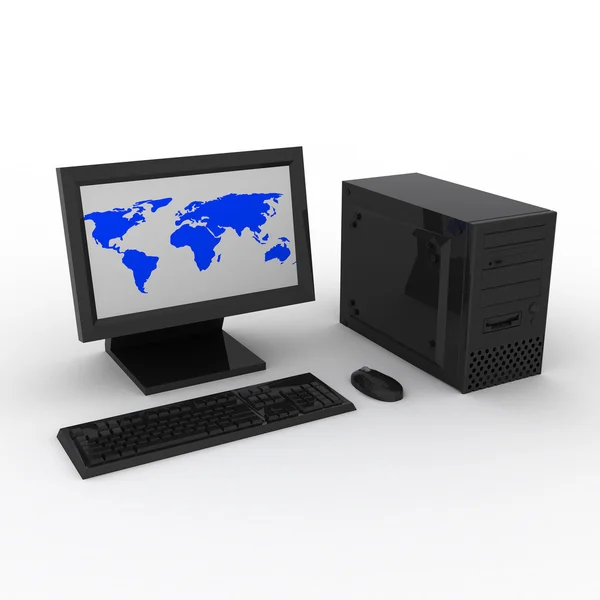 Computer with earth — Stock Photo, Image