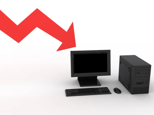 Červená grafické a černý počítač — Stock fotografie