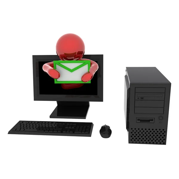 Persona in computer con lettera — Foto Stock