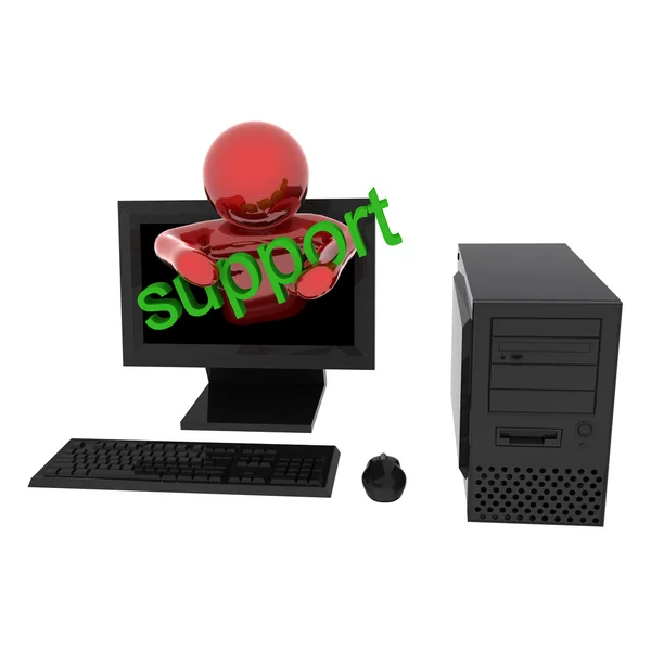 Osoba v počítači s textem "podpora" — Stock fotografie
