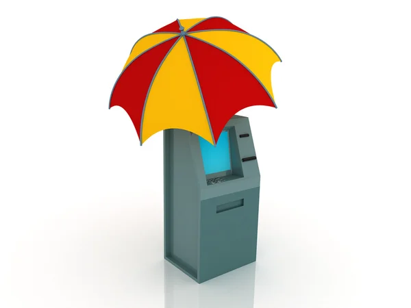 Caixa multibanco com guarda-chuva Fotos De Bancos De Imagens