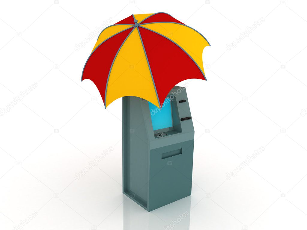 ATM with umbrella