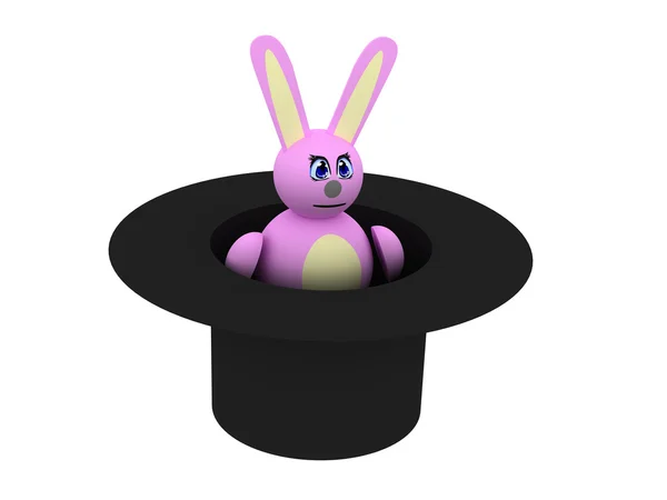 Розовый кролик в шляпе — стоковое фото