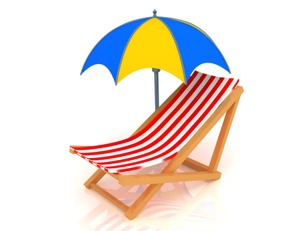 Chaise longue en paraplu — Stok fotoğraf