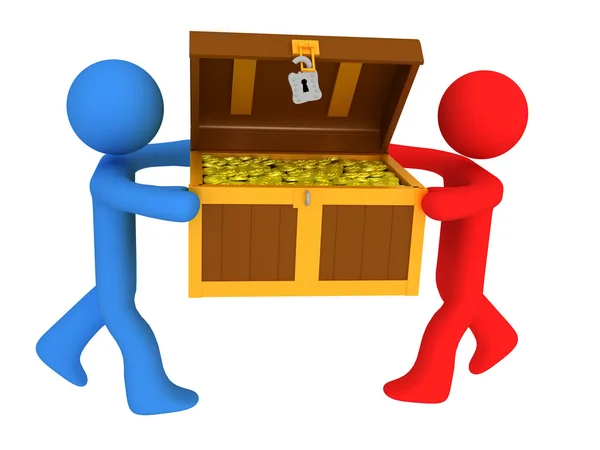 Persons with treasure chest — Stock Photo, Image
