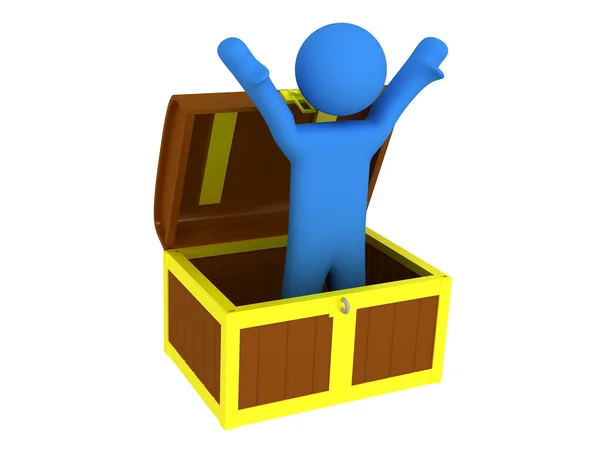 Person with treasure chest — Stock Photo, Image
