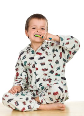 Kid washing teeths clipart