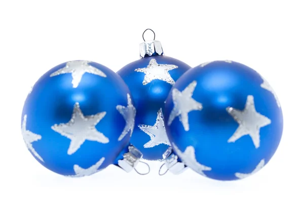 Three blue christmas balls — Stock Photo, Image
