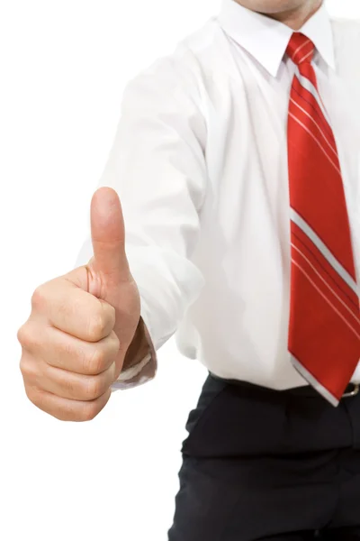 Businessman giving thumb up sign — Stock Photo, Image