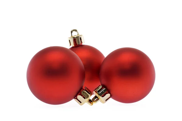 Tři červené vánoční koule — Stock fotografie