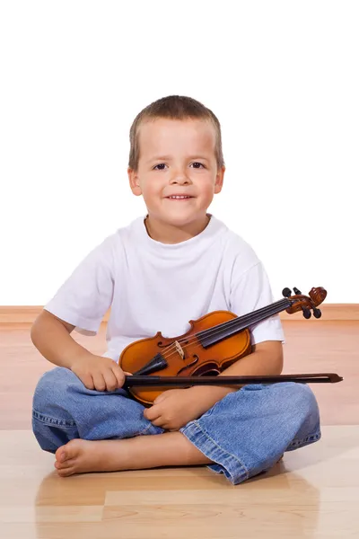 Boy with violin — Stock Photo, Image