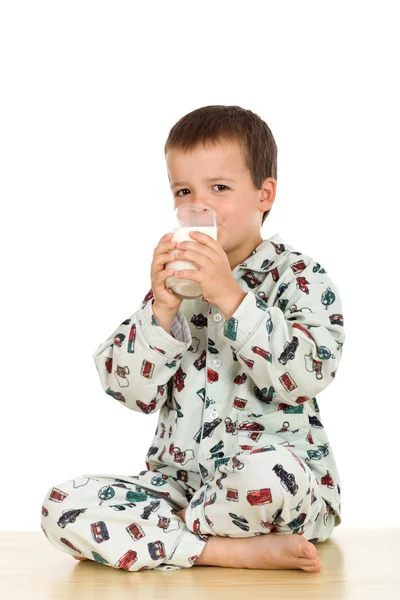 Glass of milk before bedtime — Stock Photo, Image