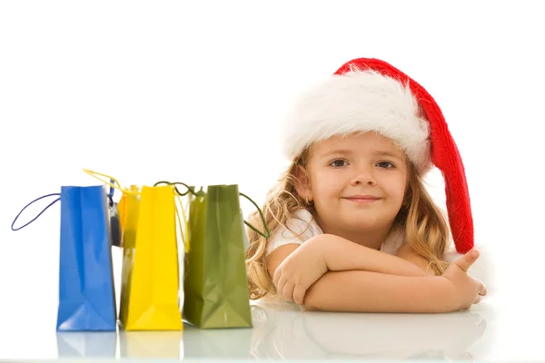 Happy little girl preparing and waiting for christmas — Stock Photo, Image