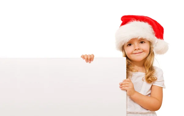 Mesaj panosu ile mutlu Noel kız — Stok fotoğraf