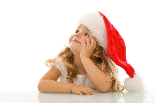 Klein meisje dagdromen van Kerstmis — Stockfoto