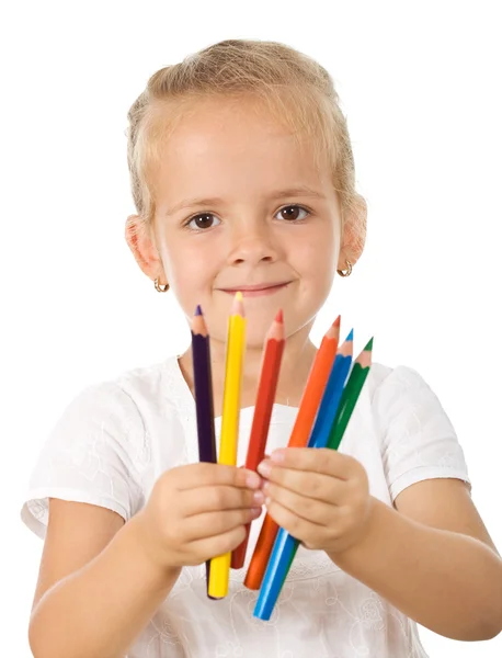 色鉛筆で少女 — ストック写真