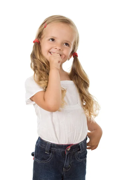Nagyon izgulok - mosolygós kislány — Stock Fotó