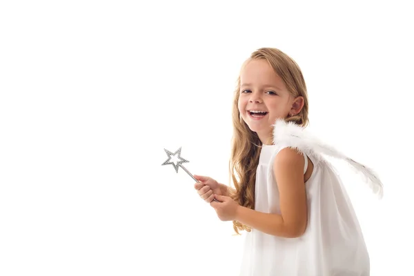 Piccolo angelo fatato con bacchetta magica — Foto Stock