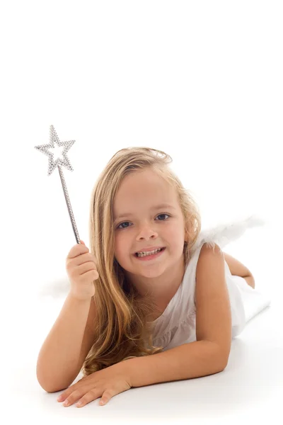 Malá víla s kouzelnou hůlkou — Stock fotografie