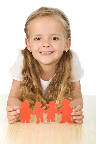Happy girl holding paper — Stock Photo, Image