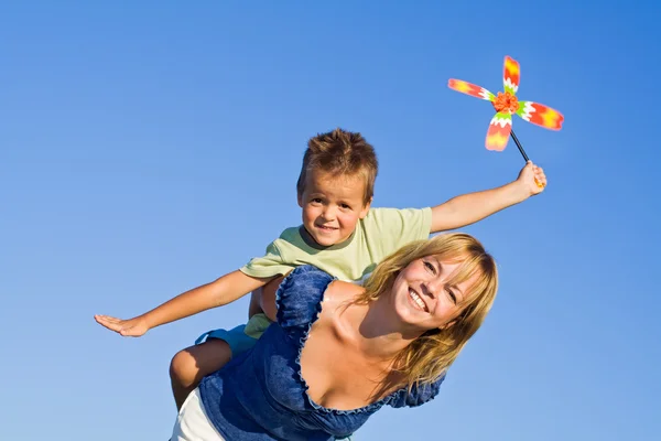 Woman and little boy playing — Stock Photo, Image