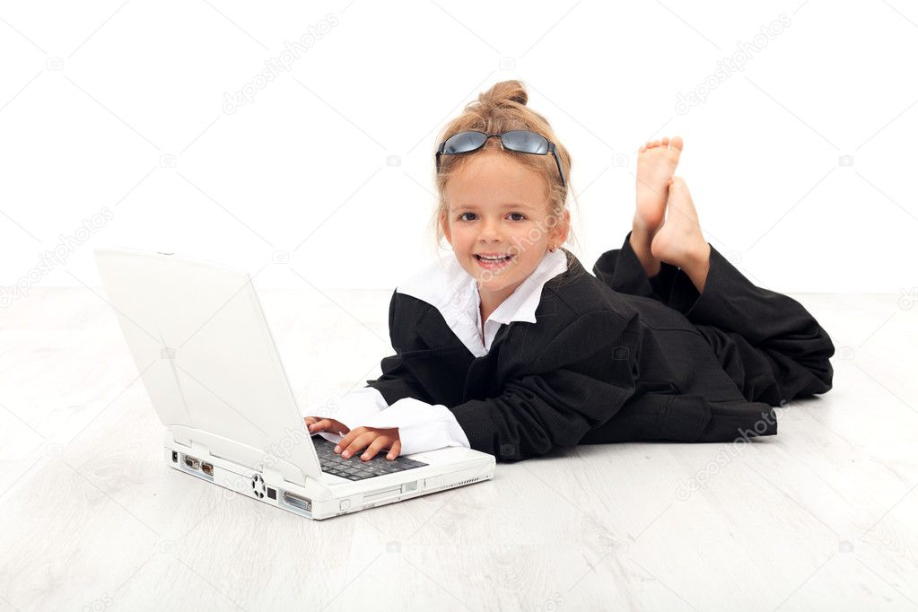 Little girl playing business woman
