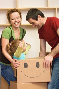 Happy family moving clipart