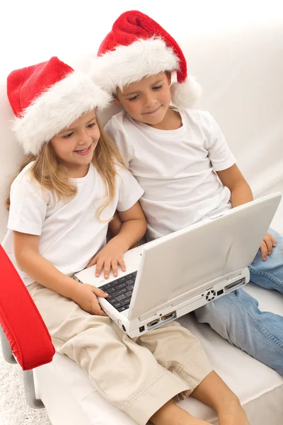 stock image Kids searching for christmas presents online