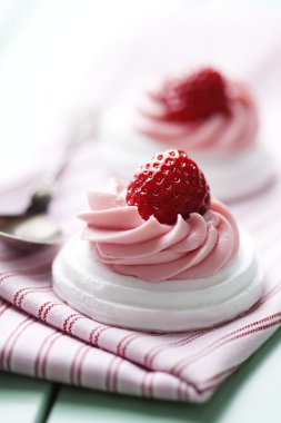 Strawberry meringue pavlova clipart