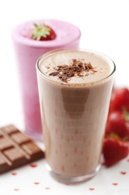 Chocolate and strawberry milkshake clipart